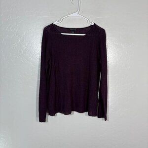 Eileen Fisher Sweater Womens Medium Purple Tencel Merino Wool Alpaca Knit
